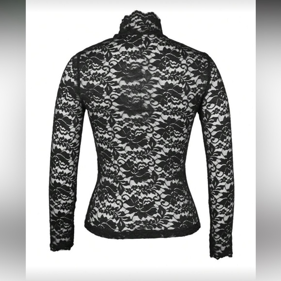 Elegant Black Lace Long Sleeve Top - Picture 2 of 6